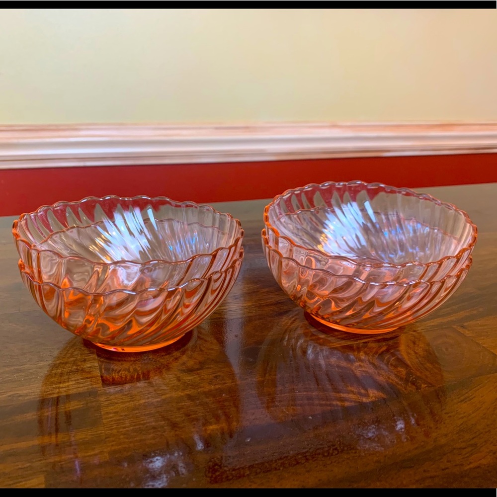 Pink Glass Pudding Cups x 4